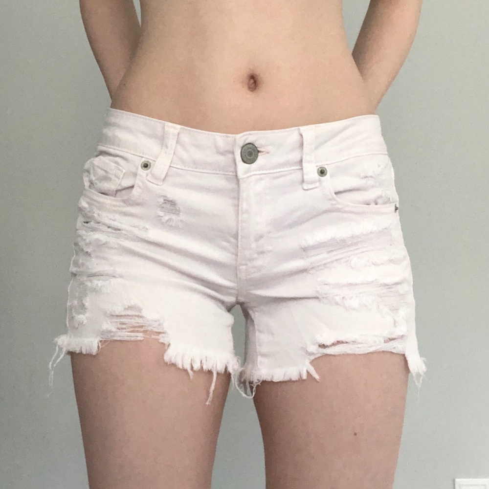 American Eagle Pink Distressed Shorts
